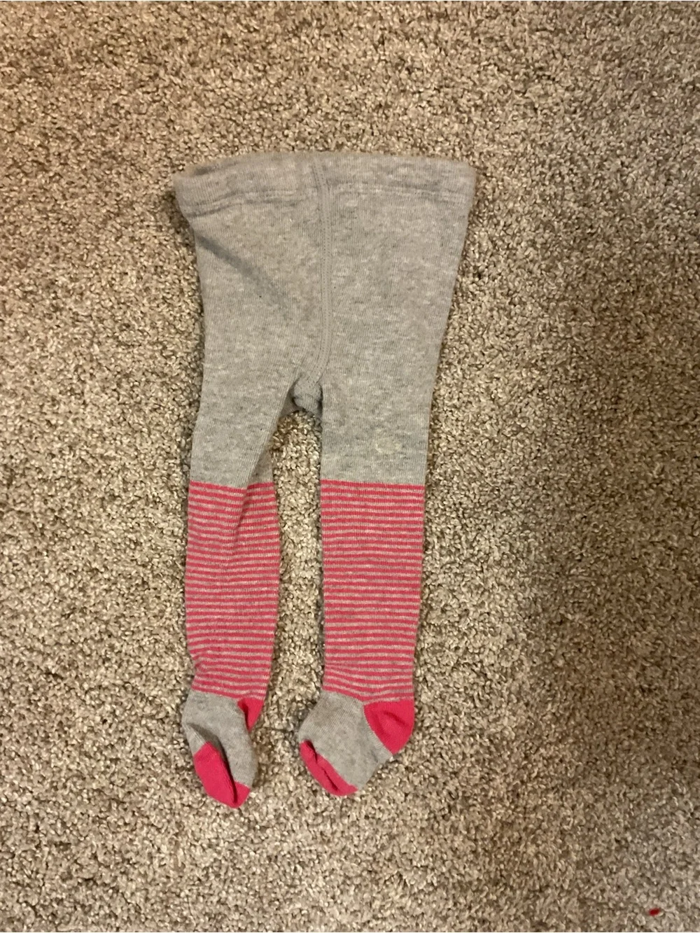GAP Grey Tights with Pink Striped Legs and Pink Feet